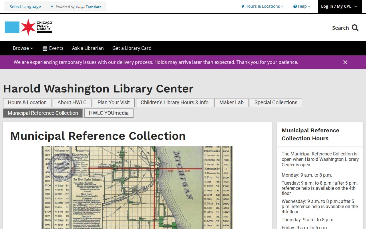 Chicago Public Library Municipal Reference Collection for Cook County historical research