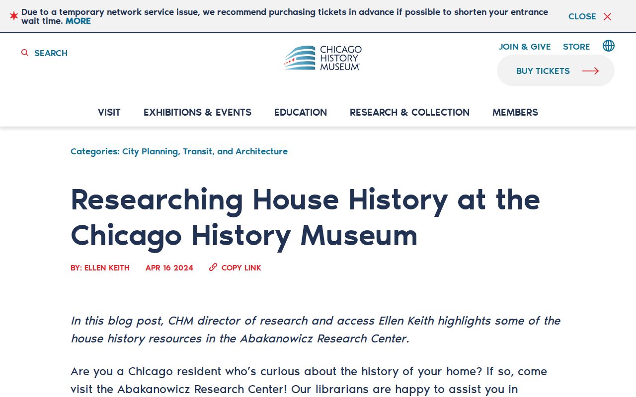 Chicago History Museum house history resources for Cook County city directory research