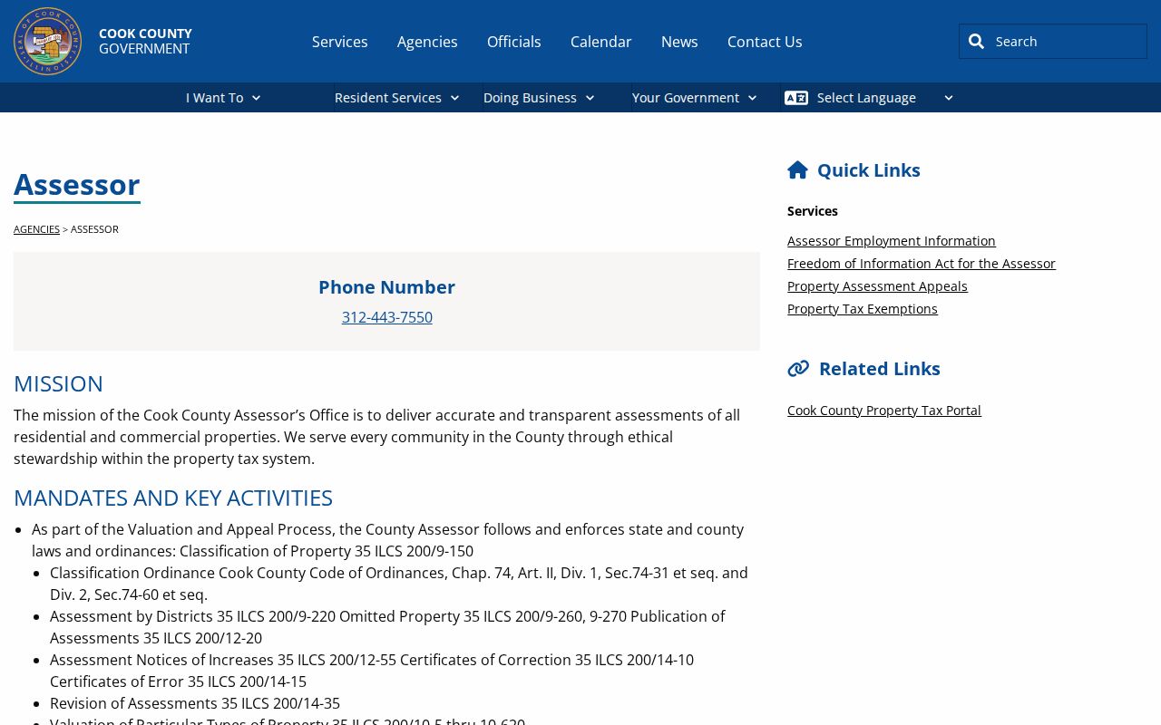 Cook County residents directory Assessor office page