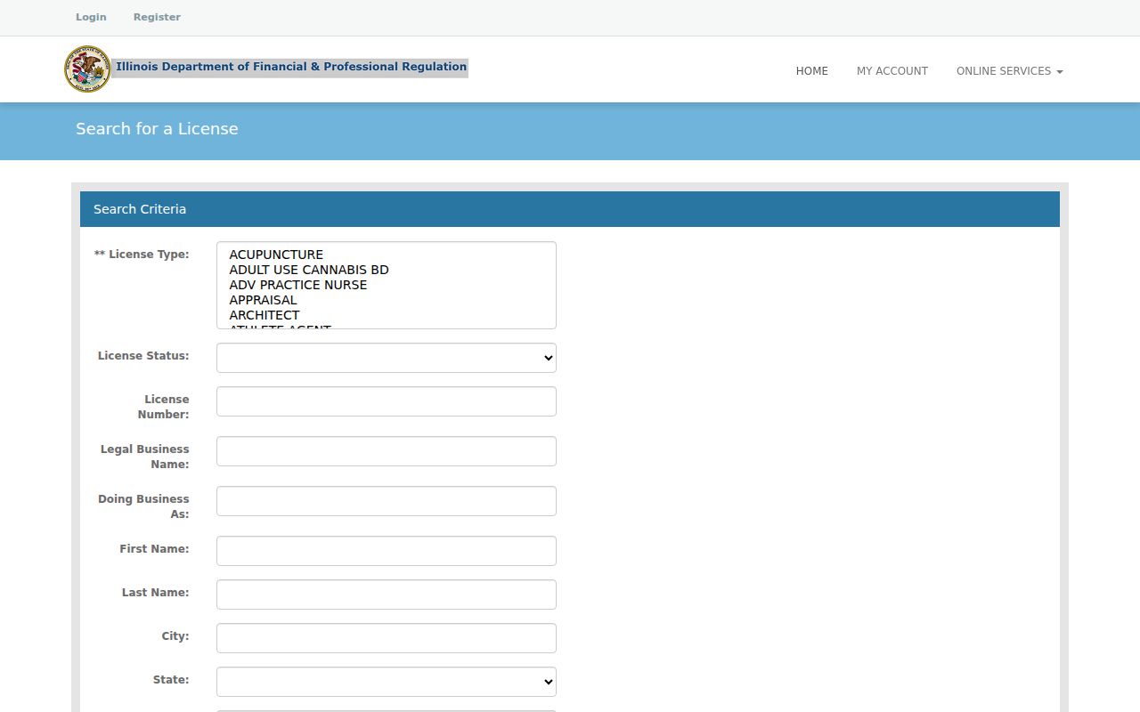 Cook County residents directory professional license lookup