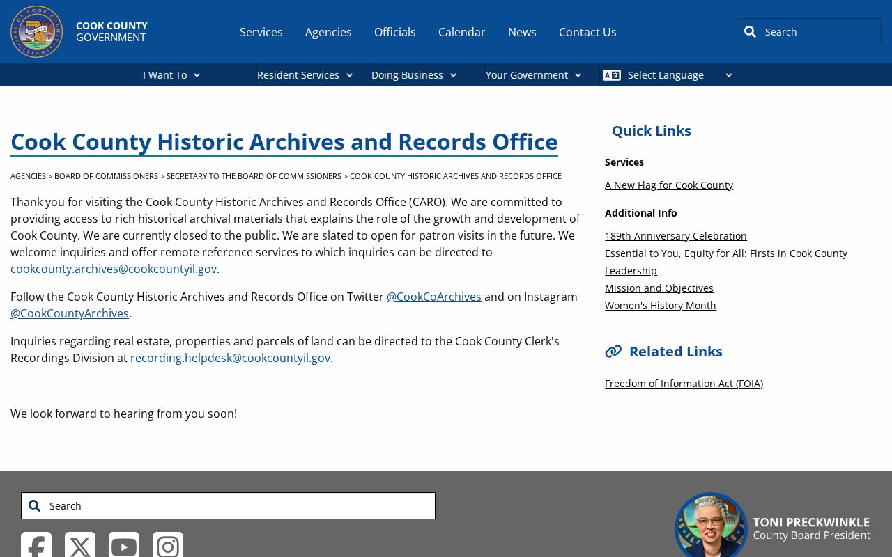 Cook County neighbors archive reference resources