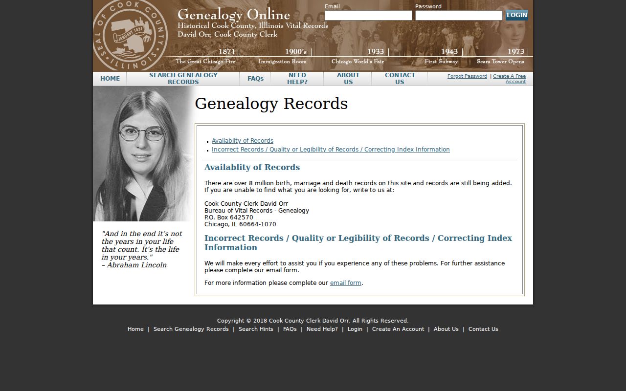 Cook County resident lookup genealogy record information