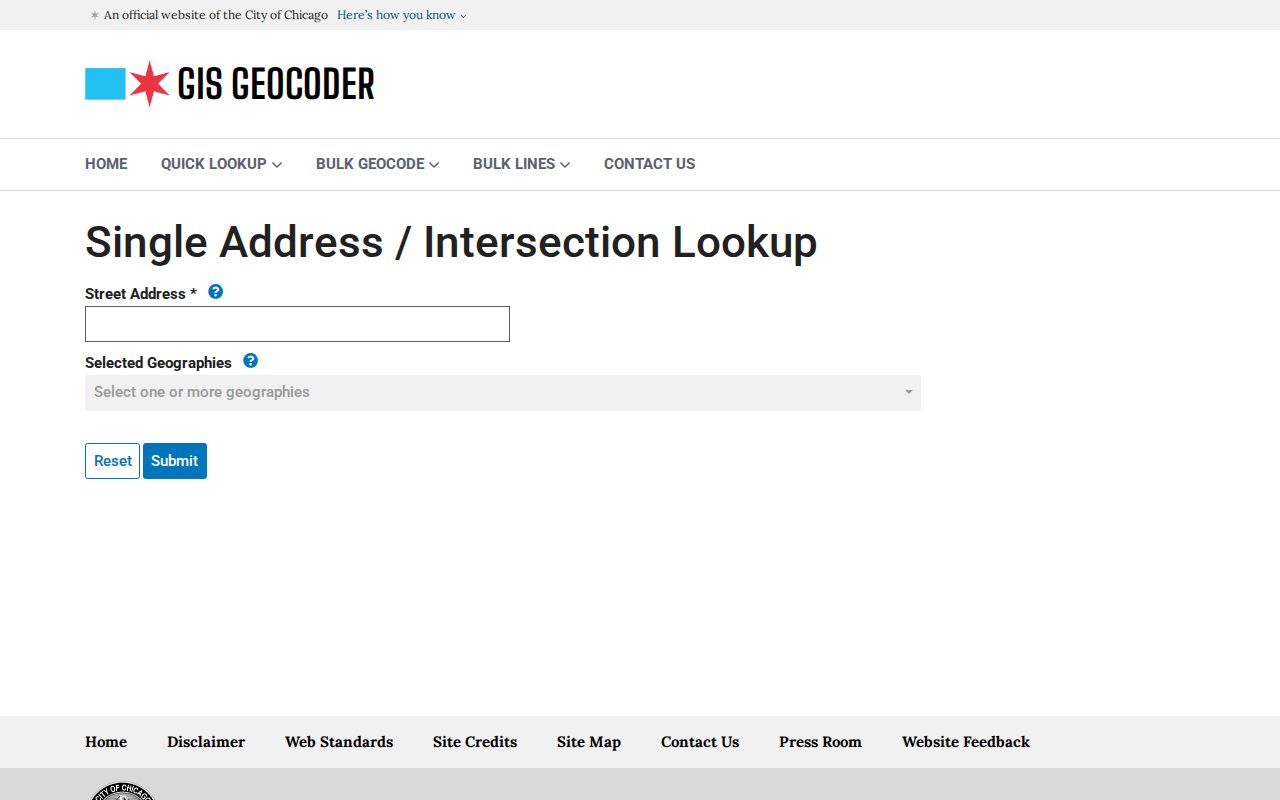 Chicago single-address geocoder for modern Cook County street numbers