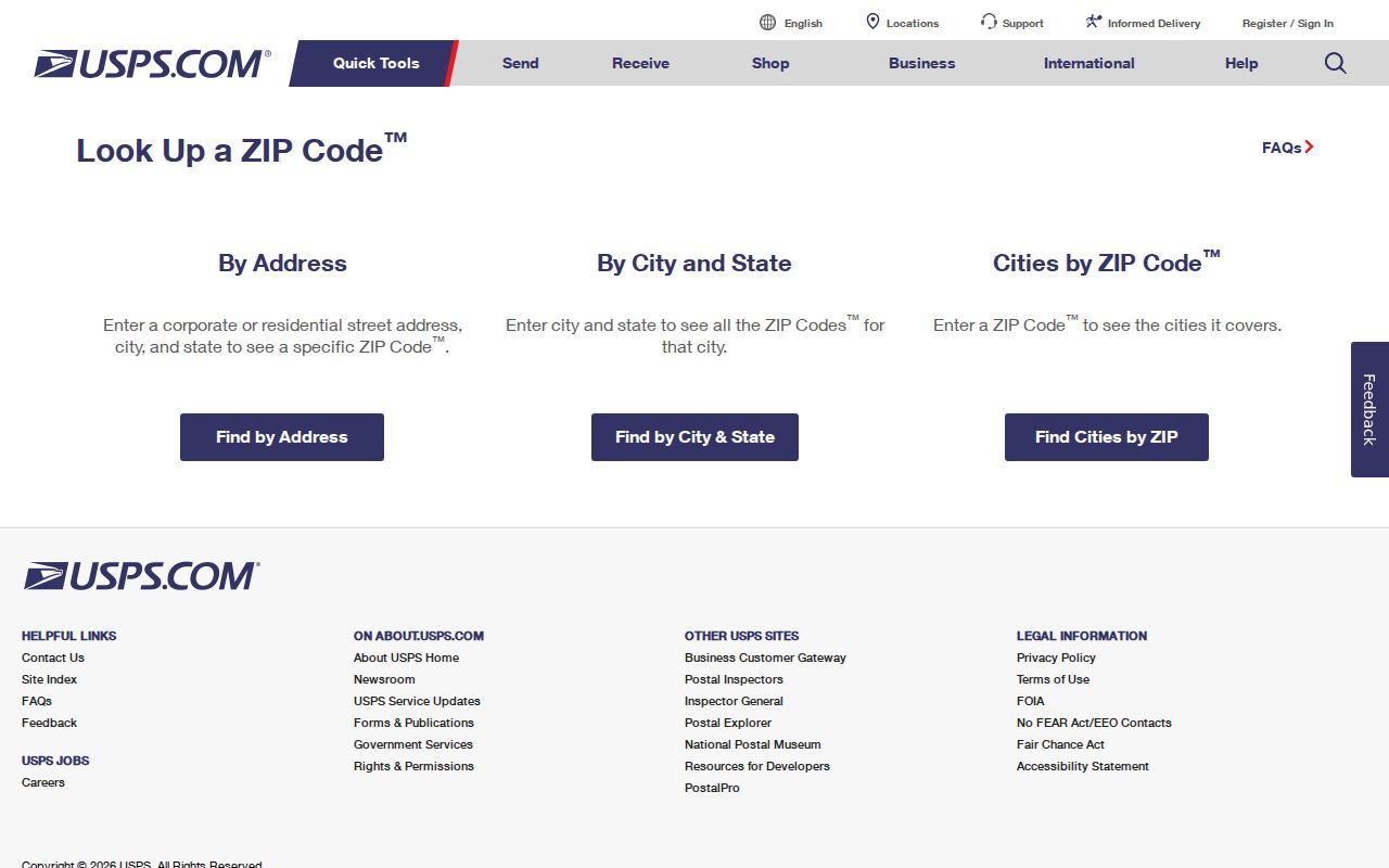 Cook County ZIP code directory USPS address lookup